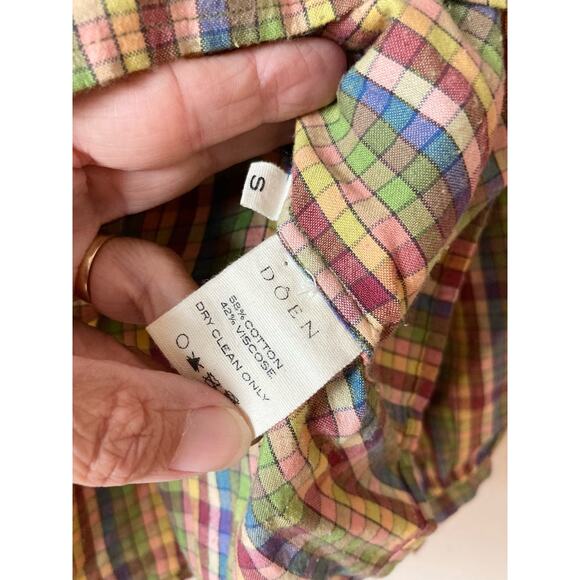 DOEN Billie Jean Top in Rainbow Plaid Print S - Picture 7 of 9